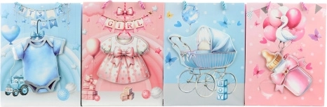 Pungă cadou din hârtie pentru nașterea bebelușului 18 × 23 × 10 cm