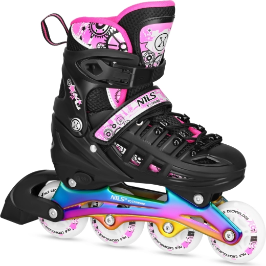 Patine pentru copii 4în1 NILS Extreme multicolore/roz – M (35-38)