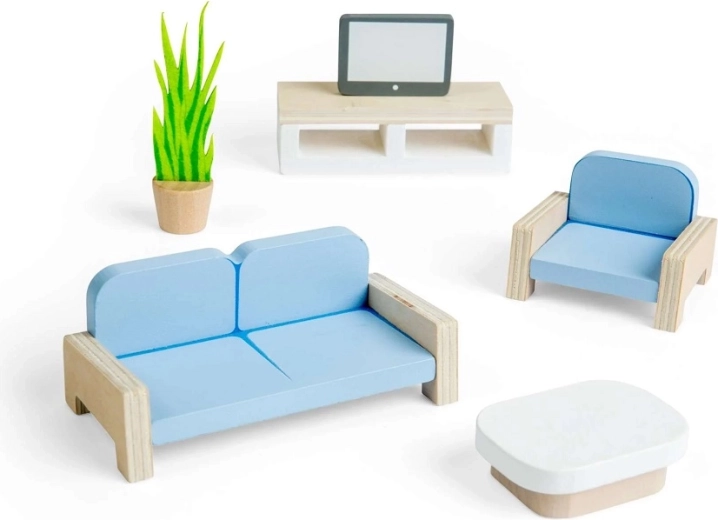 Bigjigs Toys mobilier din lemn pentru căsuța de păpuși – sufragerie