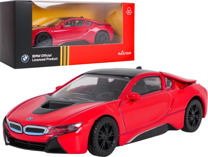 Model metalic de mașină BMW i8 RASTAR la scara 1:43, roșu