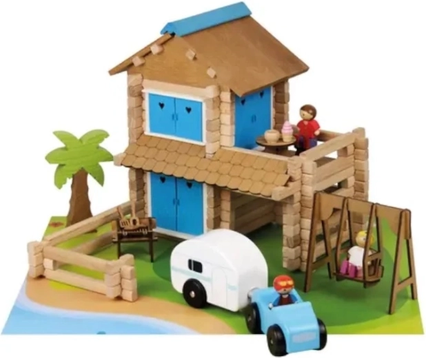 Jeujura – set de construcție din lemn Casă de vacanță (185 piese)