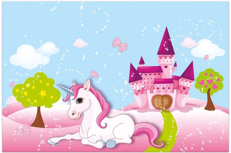 Față de masă din plastic pentru copii cu unicorn 120 × 180 cm