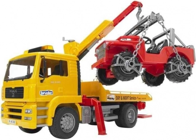 Camion remorcare Bruder MAN și Jeep teren