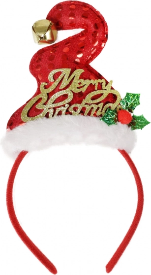 Bentiță de Crăciun cu căciuliță și clopoțel Merry Christmas