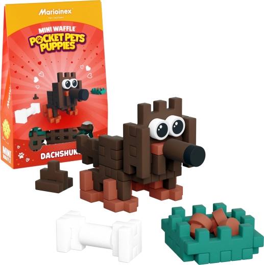 Set de construcție Mini Waffle Pocket Pets – teckel de la Marioinex