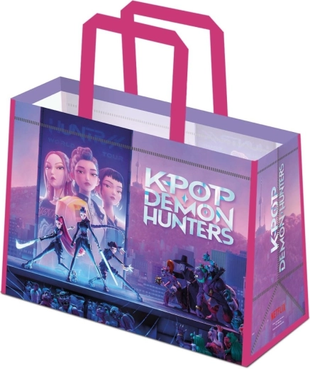 Eco geantă K-pop Demon Hunters cu mânere roz
