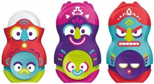 Maped ascuțitoare cu gumă Loopy Totem, mix de culori