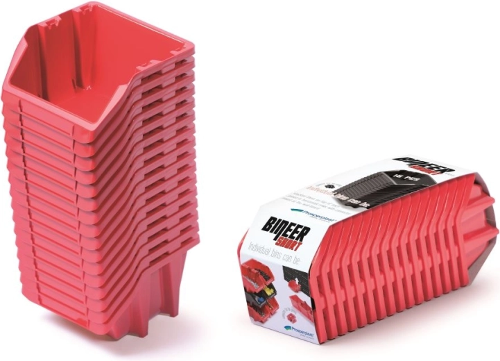 Set cutii de depozitare 16 bucăți BINEER Short 234 × 77 × 92 mm – roșu