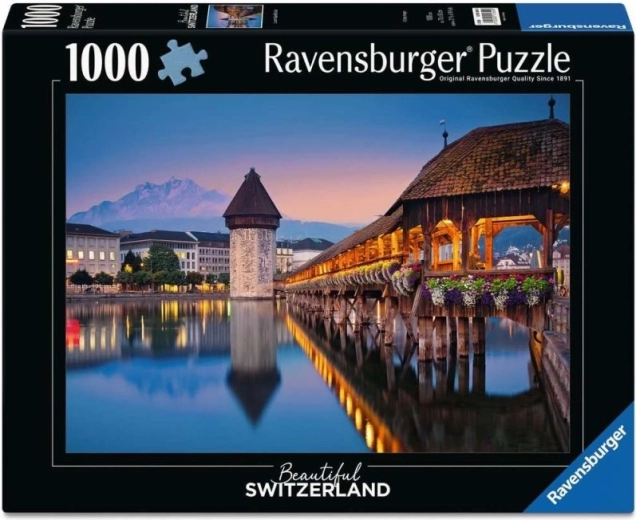 Puzzle Ravensburger Beautiful Switzerland: Podul Capelei, Lucerna - 1000 piese