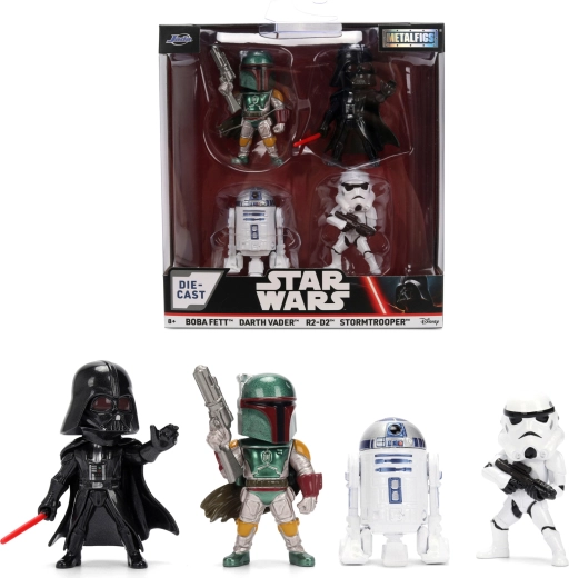 Set de 4 figurine STAR WARS Metalfigs – Darth Vader, R2‑D2, Stormtrooper și Boba Fett