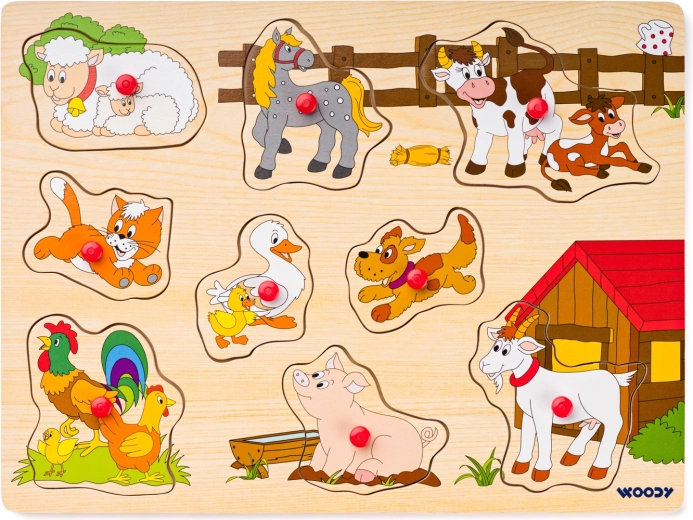 Puzzle pe planșă cu animale de la fermă
