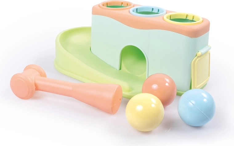 Banc de lovit cu biluțe în culori pastel