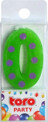 Lumânare aniversară pentru tort, cifra 0, TORO, cu bețișor, 4,5 cm