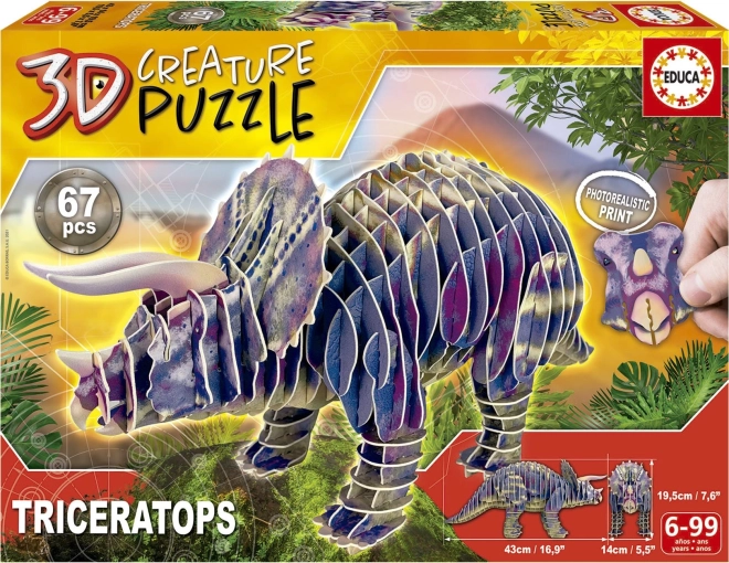 Puzzle 3D triceratops 67 piese