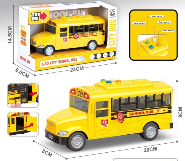 Autobuz școlar cu lumină și sunet 1:20
