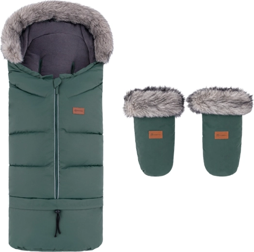 Petite&Mars sac de iarnă Arctic 4v1 cu mănuși pentru cărucior Fjora, kaki