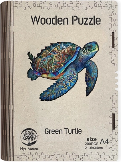 Puzzle din lemn Green Turtle A4