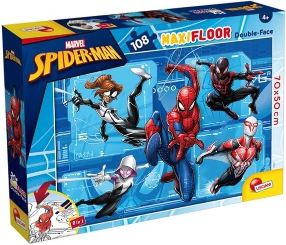 Lisciani Marvel puzzle maxi de podea Spider-Man 108 piese, față-verso