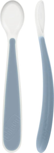 Linguriță din silicon Chicco Soft, albastră, 2 buc., 6 luni+