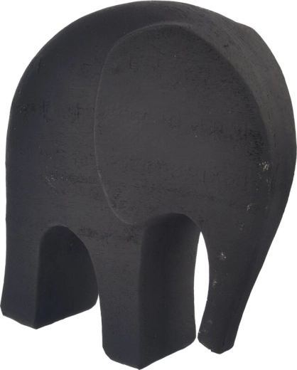 Statuetă decorativă elefant din polirasină, neagră, 20 cm