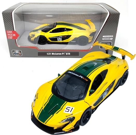 Model metalic de mașină McLaren P1 GTR 1:31 cu lumini și sunete