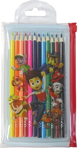 Creioane colorate Paw Patrol într-un etui din PVC cu închidere (12 buc.)