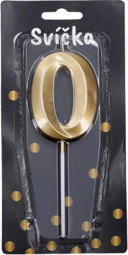 Lumânare de petrecere Aurie cifră 0