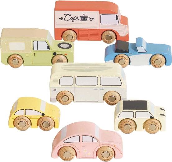 Le Toy Van set vintage de mașinuțe din lemn