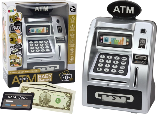 Bancomat pentru economii pentru copii argintiu-negru