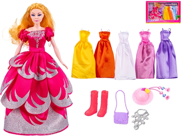 Păpușă la modă 29 cm cu rochii și accesorii