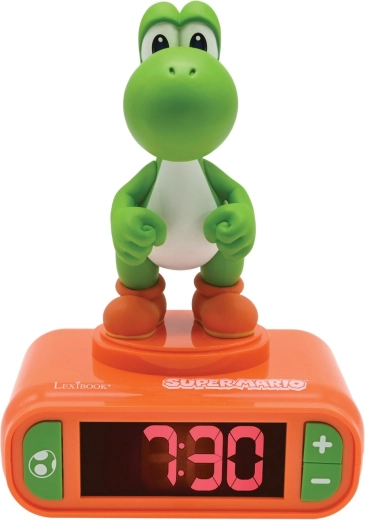 Ceas deșteptător Lexibook Super Mario cu figurină Yoshi și sunete