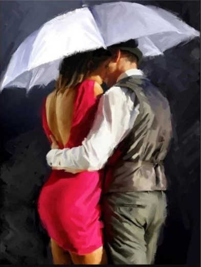 Pictură pe numere pe pânză înrămată 40 × 50 cm Sub umbrelă