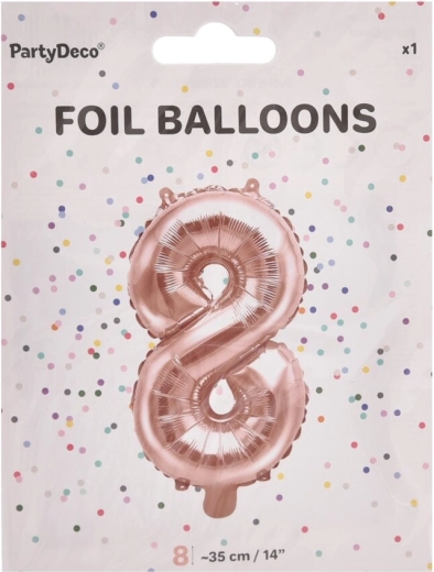 Balon din folie numărul 8, roz perlat, 35 cm