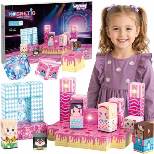 Woopie cuburi magnetice de construcție – scenă, 59 de piese