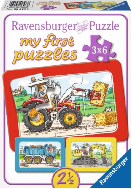 Primele mele puzzle-uri Mașini de construcții 3×6 piese RAVENSBURGER