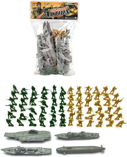 Set militar de figurine soldați cu nave de război, 76 buc.
