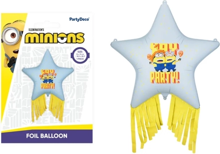 Balon din folie în formă de stea Minionii cu franjuri 72 × 72 cm - 1 bucată