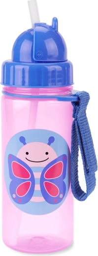 Cană Skip Hop Zoo cu pai, Fluture, 385 ml