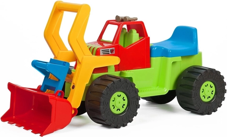 Trotinetă fără pedale pentru copii excavator cu încărcător BAYO 74 cm – verde