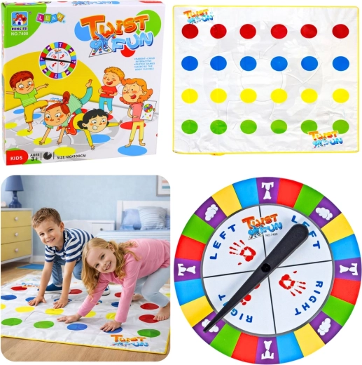 Joc de mișcare pentru familie Twist Fun – covoraș colorat cu spinnere