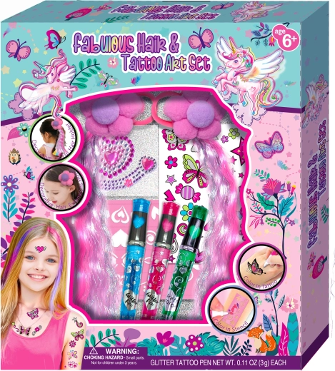 Set creativ pentru coafare și tatuaje temporare