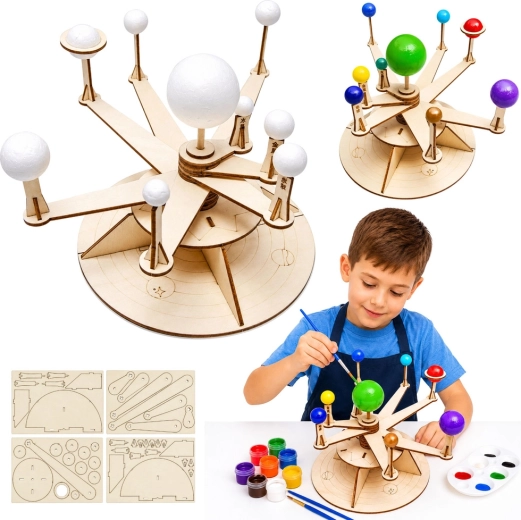 Model din lemn al sistemului solar – set educativ DIY