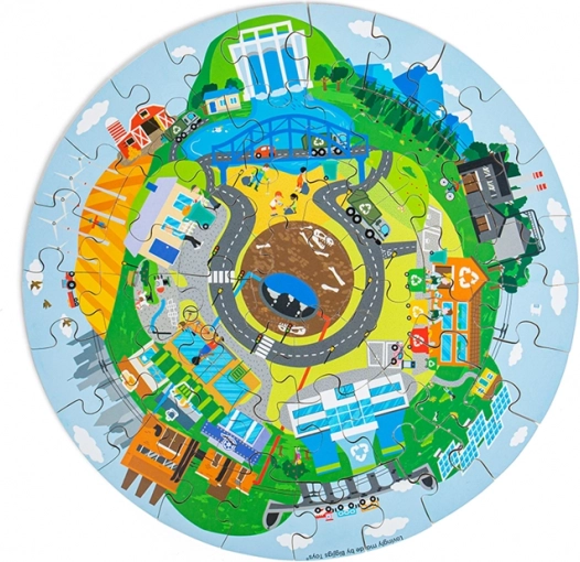 Puzzle rotund din lemn Reciclare – BIGJIGS TOYS