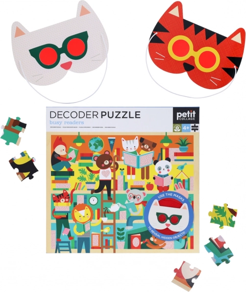 Petit Collage puzzle bibliotecă cu ochelari 3D