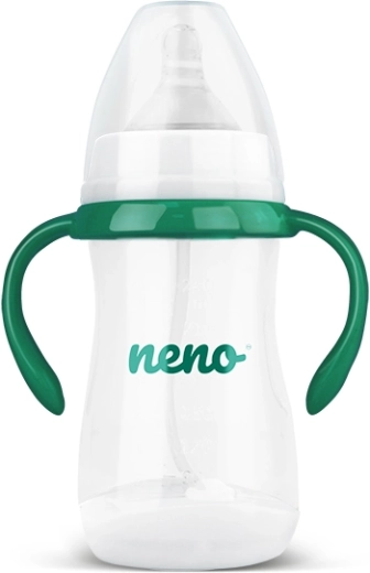 Neno biberon anticolic pentru bebeluși 240 ml, 3m+ cu pai și mânere