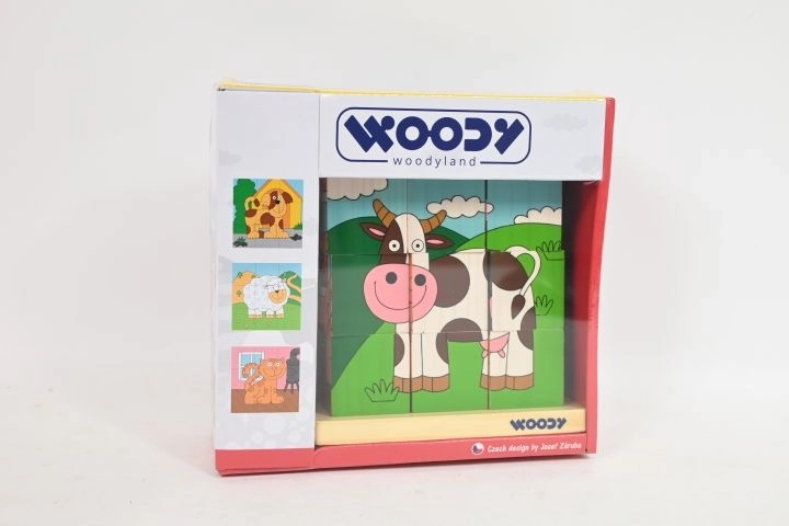 Puzzle din lemn Fermă cu cuburi