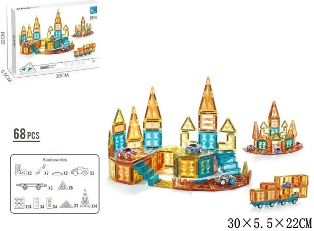 Set de construcție magnetic cu 68 de piese