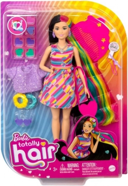 Lală Barbie Totally Hair păr colorat și accesorii în formă de inimă