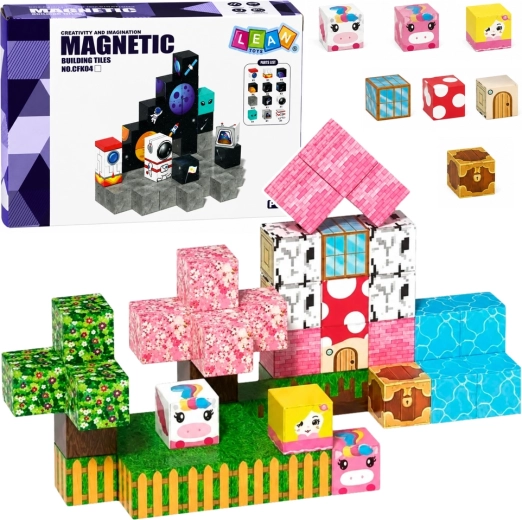Cuburi magnetice de construcție cu unicorni 3D – 50 de piese