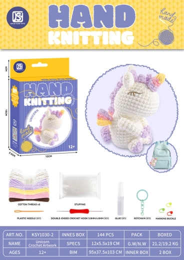 Set creativ pentru realizarea unei jucării de pluș din fire – unicorn